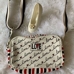 BRIGHTON Love Scroll Canvas zippered Crossbody smaller bag LNWOT++